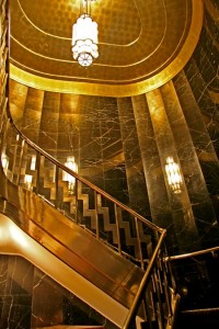Chrysler Building stairway, like an Egyptian-Mayan temple. Photo: Brian Dubé.